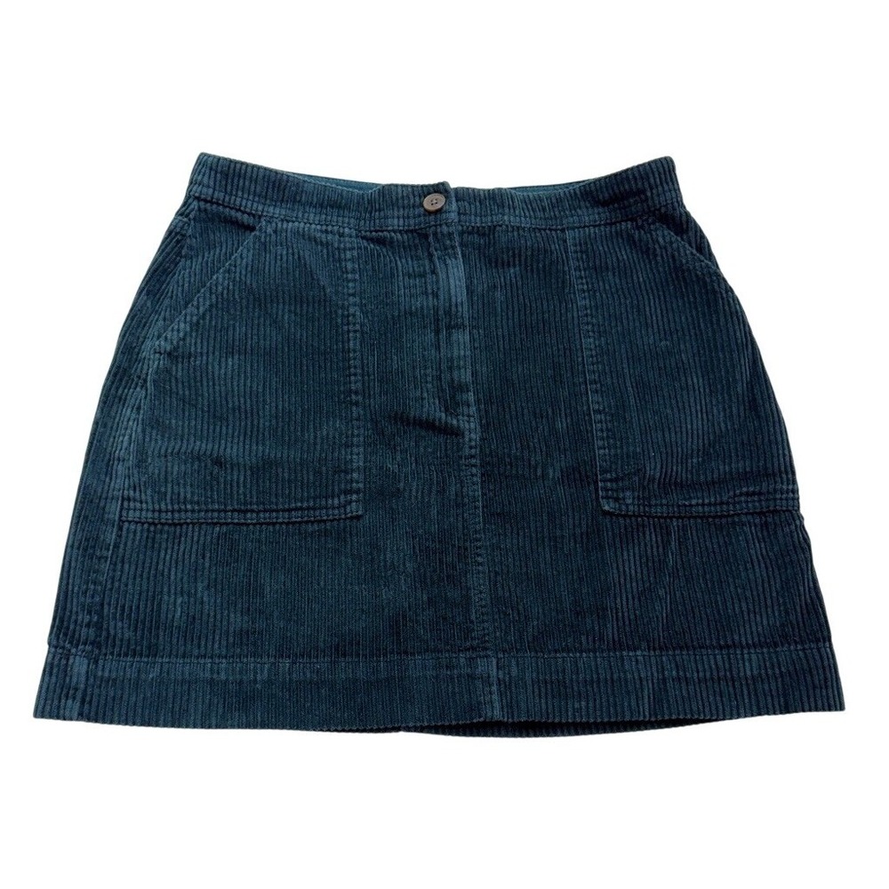 GAP Corduroy Mini Skirt Womens Size 8 Teal Blue Green Wide Wale A-Line Pockets